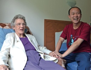 Bright Shao, from Liaoning Province in China’s north-east volunteers with the elderly because he misses his grandparents.